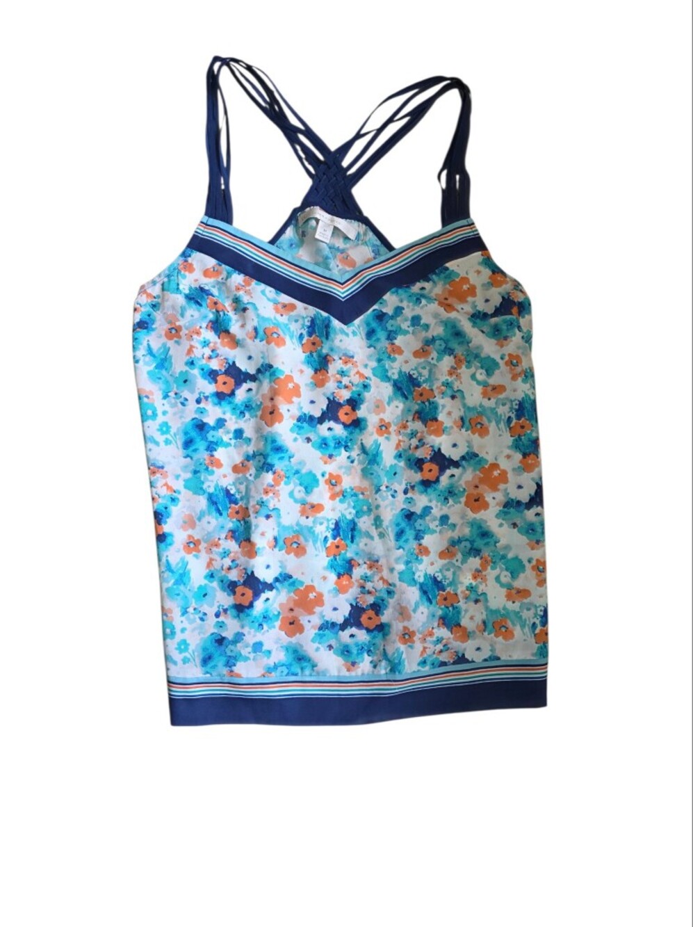 L.C. Lauren Conrad Floral Strappy Tank - Navy & Aqua